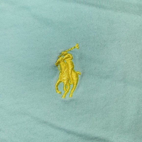 Polo by Ralph Lauren T-shirt Baby Blue with Yellow Logo Unisex Size Medium - Picture 2 of 4
